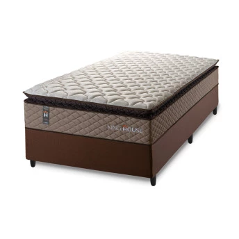 Conjunto Cama Box Espuma Atlanta Bege Solteiro 96x203x62