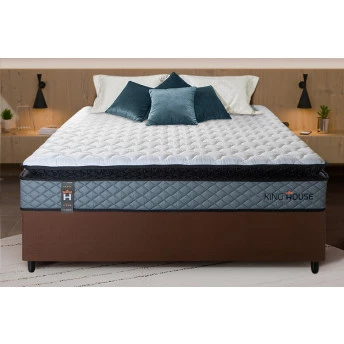 Conjunto Cama Box Espuma Chicago Cinza Viúva 128x188x57