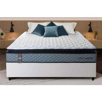 Conjunto Cama Box Espuma Chicago Cinza - King house