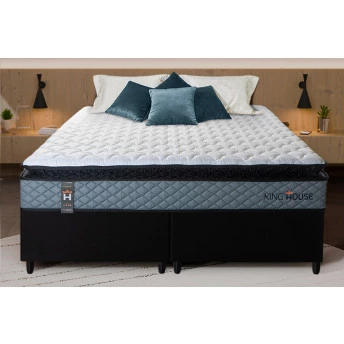 Conjunto Cama Box Espuma Chicago Cinza - King house