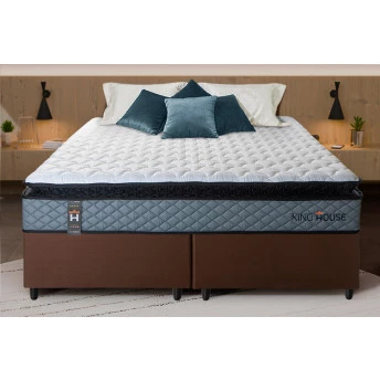 Conjunto Cama Box Espuma Chicago Cinza - King house