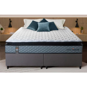 Conjunto Cama Box Espuma Chicago Cinza - King house
