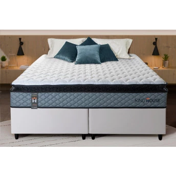 Conjunto Cama Box Espuma Chicago Cinza - King house