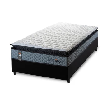 Conjunto Cama Box Espuma Chicago Cinza - King house