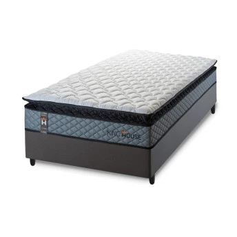 Conjunto Cama Box Espuma Chicago Cinza - King house