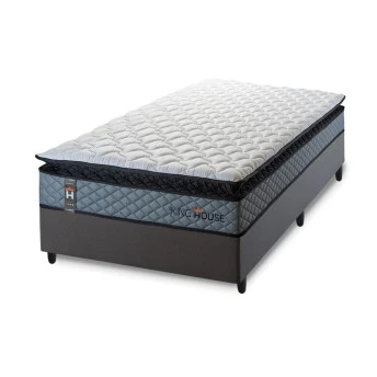 Conjunto Cama Box Espuma Chicago Cinza - King house