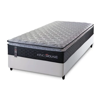 Conjunto Cama Box Solteiro Dakota Preto 96x203x57 Espuma D33