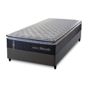 Conjunto Cama Box Solteiro Dakota Preto 88x188x57 Espuma D33