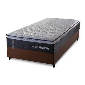 Conjunto Cama Box Solteiro Dakota Preto 88x188x57 Espuma D33