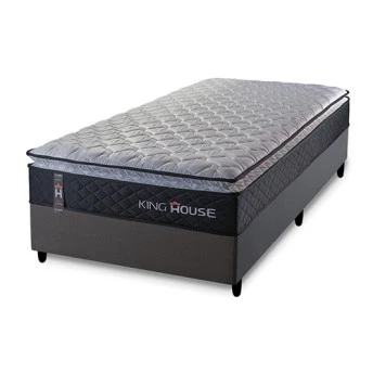 Conjunto Cama Box Solteiro Dakota Preto 96x203x57 Espuma D33