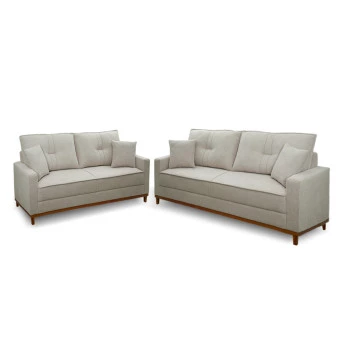 Conjunto Sofá Living 3 e 2 Malibu Bouclê Bege 1,50/2,30m - King House