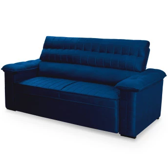 Sofá Retrátil Reclinável 2 lugares com molas 1,50m Quantum Suede Velut Azul - King House