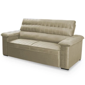 Sofá Retrátil Reclinável 2 lugares com molas 1,50m Quantum Suede Velut Bege - King House