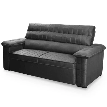 Sofá Retrátil Reclinável 2 lugares com molas 1,50m Quantum Suede Velut Cinza - King House 