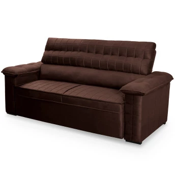 Sofá Retrátil Reclinável 2 lugares com molas 1,50m Quantum Suede Velut Marrom - King House