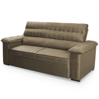Sofá Retrátil Reclinável 2 lugares com molas 1,50m Quantum Suede Velut Tabaco - King House