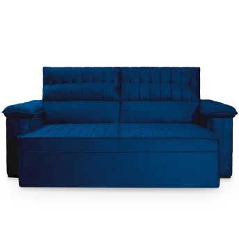 Sofá Retrátil Reclinável 2 lugares com molas 1,80m Quantum Suede Velut Azul - King House