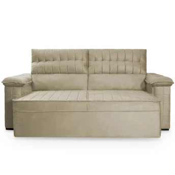 Sofá Retrátil Reclinável 2 lugares com molas 1,80m Quantum Suede Velut Bege - King House