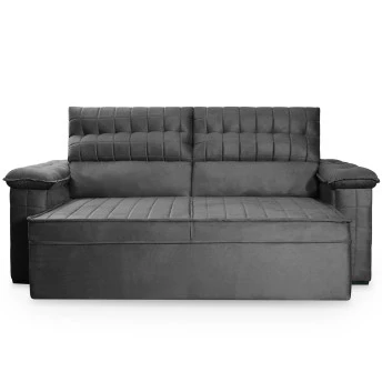 Sofá Retrátil Reclinável 2 lugares com molas 1,80m Quantum Suede Velut Cinza - King House