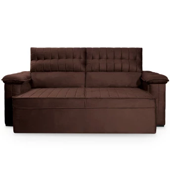 Sofá Retrátil Reclinável 2 lugares com molas 1,80m Quantum Suede Velut Marrom - King House