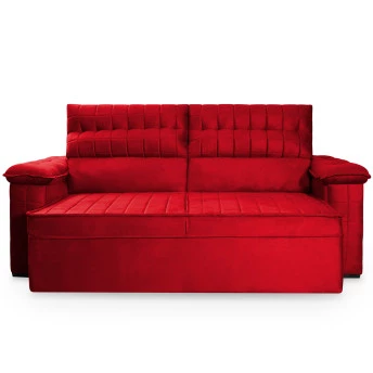 Sofá Retrátil Reclinável 2 lugares com molas 1,80m Quantum Suede Velut Vermelho - King House