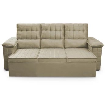 Sofá Retrátil Reclinável 4 lugares com molas 2,30m Quantum Suede Velut Bege - King House
