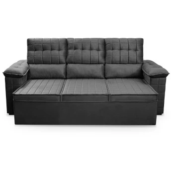 Sofá Retrátil Reclinável 4 lugares com molas 2,30m Quantum Suede Velut Cinza - King House