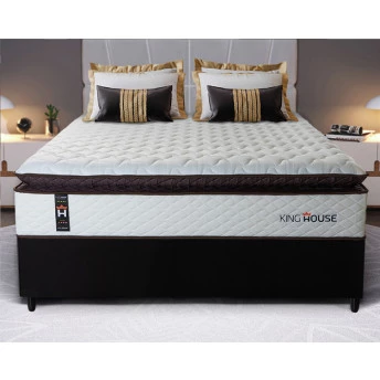 Conjunto Cama Box Espuma San Diego Branco Casal 138x188x67