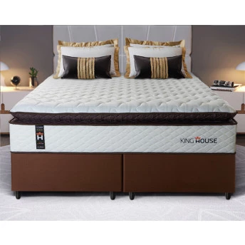Conjunto Cama Box Espuma San Diego Branco Queen 158x198x67