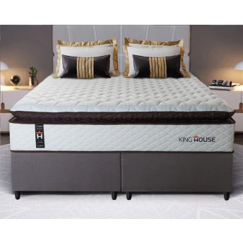 Conjunto Cama Box Espuma San Diego Branco Queen 158x198x67