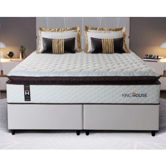 Conjunto Cama Box Espuma San Diego Branco Queen 158x198x67