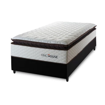 Conjunto Cama Box Espuma San Diego Branco Solteiro 88x188x67