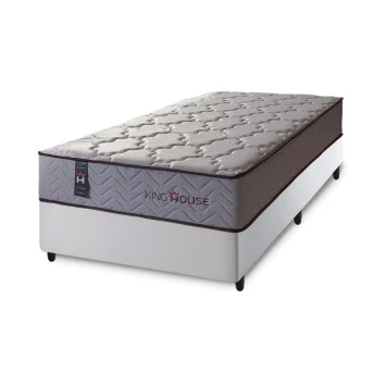 Conjunto Cama Box Magnético Solteiro Soft Relax Bege 96x203x63