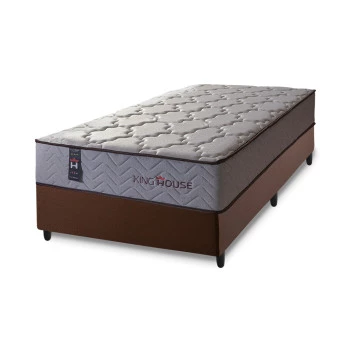 Conjunto Cama Box Magnético Solteiro Soft Relax Bege 96x203x63