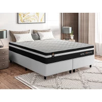 Conjunto Cama Box Molas Ensacadas Durham Preto King 193x203x60