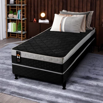 Conjugado Solteiro Dallas D28 Ortopédico 88x188x56 Preto - King House