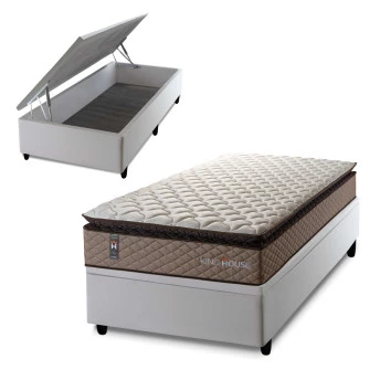 Conjunto Box Baú Atlanta Bege 88x188x69 Espuma D45