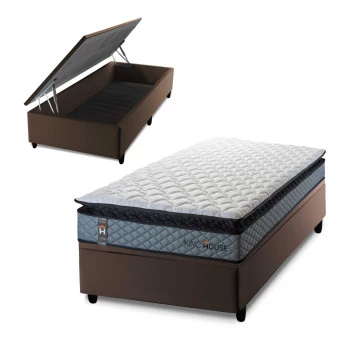 Conjunto Box Baú Chicago Cinza 88x188x64 Espuma D33