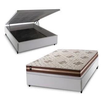 Conjunto Box Baú Chicago Marrom 138x188x64 Espuma D33