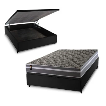 Conjunto Box Baú Miami Cinza 138x188x69 Espuma D33