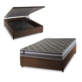 Conjunto Box Baú Miami Cinza 138x188x69 Espuma D33