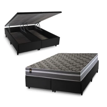 Conjunto Box Baú Miami Cinza 158x198x69 Espuma D33