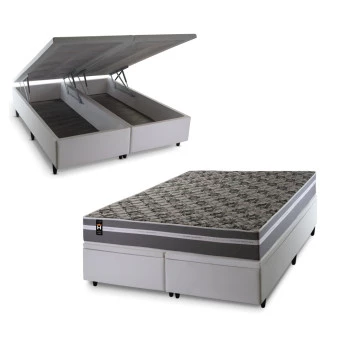 Conjunto Box Baú Miami Cinza 158x198x69 Espuma D33