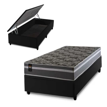 Conjunto Box Baú Miami Cinza 88x188x69 Espuma D33