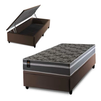 Conjunto Box Baú Miami Cinza 88x188x69 Espuma D33