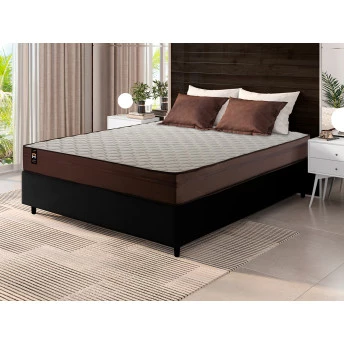 Conjunto Cama Box Espuma Atlanta Marrom Viúva 128x188x62