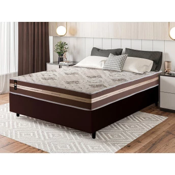 Conjunto Cama Box Espuma Chicago Marrom Viúva 128x188x57