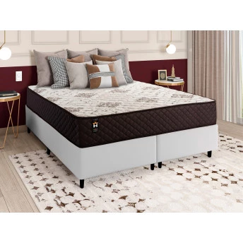 Conjunto Cama Box Molas Ensacadas Allura Marrom Queen 158x198x58