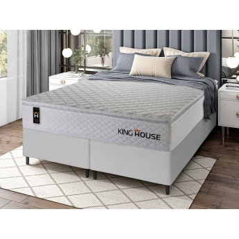 Conjunto Cama Box Molas Ensacadas New Moon Branco Queen 158x198x66