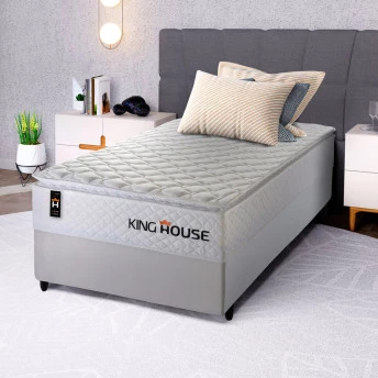 Conjunto Cama Box Molas Ensacadas New Moon Branco Solteiro 88x188x66